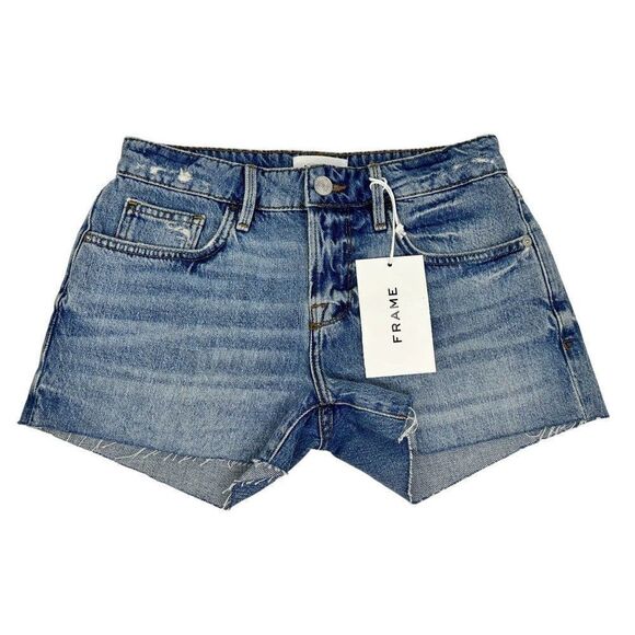 Frame Women's Denim Le Grand Garcon Raw Iceberg Shorts, Light blue, Size 23, NWT - Picture 1 of 13